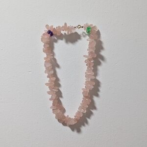 Rose Quartz Chip Bead Necklace | Handmade Gemstone Statement Jewelry